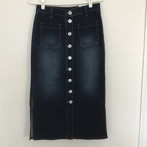 NWT - INC International Concepts Denim Front Button Maxi Skirt, 4